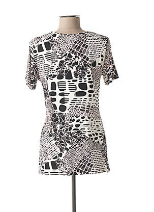 T-shirt imprimé fantaisie manches courtes noir FRANCE RIVOIRE femme