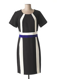 Robe mi-longue tissage crêpe manches courtes noir FRANCE RIVOIRE femme