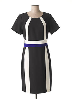 Robe mi-longue tissage crêpe manches courtes noir FRANCE RIVOIRE femme