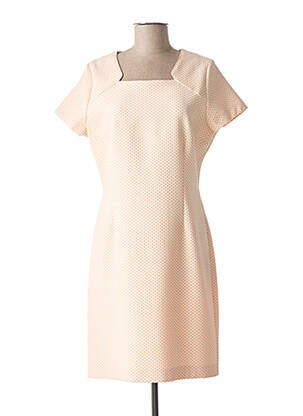 Robe mi-longue fermeture zippée au dos manches courtes rose FRANCE RIVOIRE femme