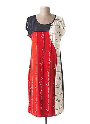 Robe mi-longue imprimé fantaisie manches courtes rouge MERI & ESCA femme