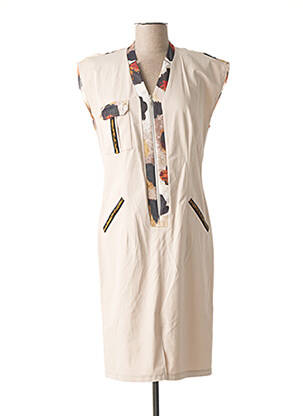 Robe mi-longue manches courtes manches courtes beige MERI & ESCA femme