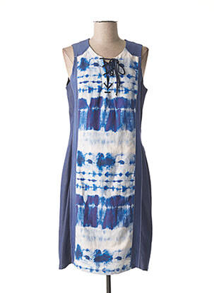 Robe mi-longue imprimé fantaisie sans manche bleu MERI & ESCA femme