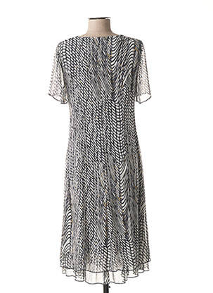 Robe mi-longue coupe fluide manches courtes bleu GUY DUBOUIS femme