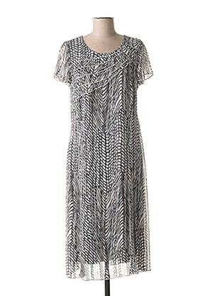 Robe mi-longue imprimé fantaisie manches courtes noir FRANCE RIVOIRE femme