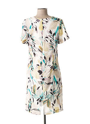Robe courte fermeture zippée au dos manches courtes beige GUY DUBOUIS femme