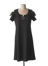 Robe mi-longue manches courtes manches courtes noir COULEURS DU TEMPS femme
