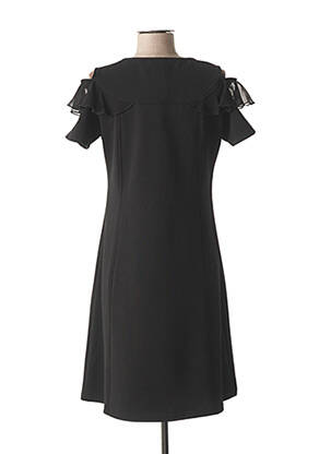 Robe mi-longue manches courtes manches courtes noir COULEURS DU TEMPS femme
