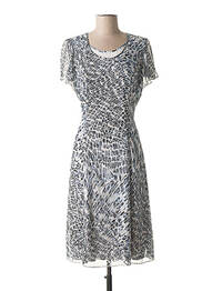 Robe mi-longue imprimé fantaisie manches courtes bleu FRANCE RIVOIRE femme