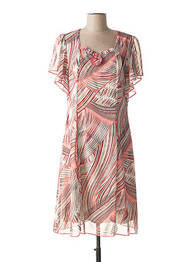 Robe mi-longue imprimé fantaisie manches courtes rose FRANCE RIVOIRE femme