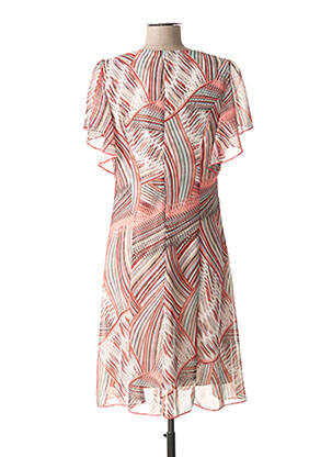 Robe mi-longue imprimé fantaisie manches courtes rose FRANCE RIVOIRE femme