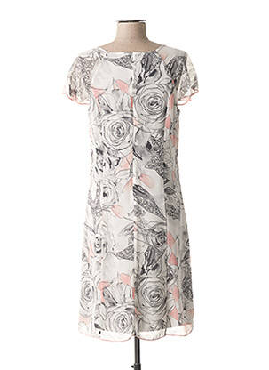 Robe mi-longue imprimé fleurs manches courtes gris GUY DUBOUIS femme