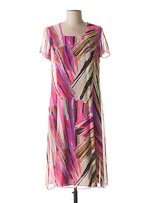 Robe mi-longue manches courtes manches courtes rose FRANCE RIVOIRE femme