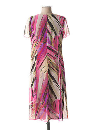 Robe mi-longue manches courtes manches courtes rose FRANCE RIVOIRE femme
