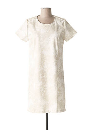 Robe courte fermeture zippée au dos manches courtes beige MERI & ESCA femme