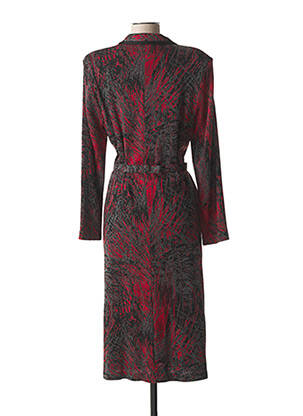 Robe mi-longue imprimé fantaisie manches longues rouge FRANCE RIVOIRE femme