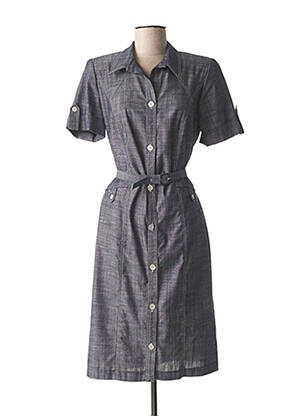 Robe mi-longue manches courtes manches courtes bleu FRANCE RIVOIRE femme