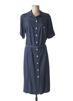 Robe mi-longue manches courtes manches courtes bleu FRANCE RIVOIRE femme