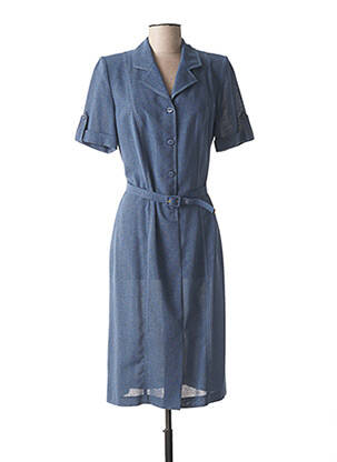 Robe mi-longue manches courtes manches courtes bleu GUY DUBOUIS femme