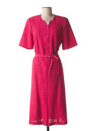 Robe mi-longue manches courtes manches courtes rose FRANCE RIVOIRE femme