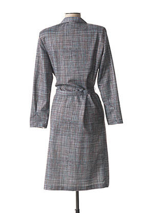 Robe mi-longue imprimé fantaisie manches longues bleu GUY DUBOUIS femme
