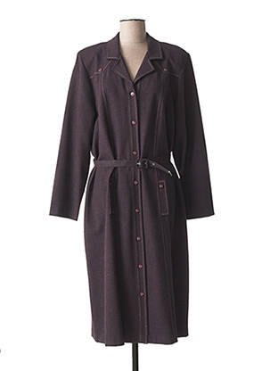 Robe mi-longue imprimé fantaisie manches longues violet FRANCE RIVOIRE femme