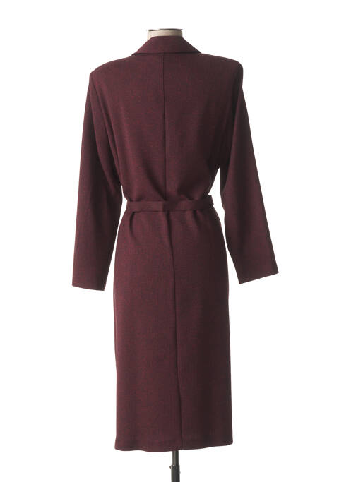 Robe mi-longue imprimé fantaisie manches longues rouge FRANCE RIVOIRE femme