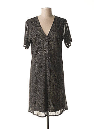 Robe mi-longue manches courtes manches courtes noir ICHI femme