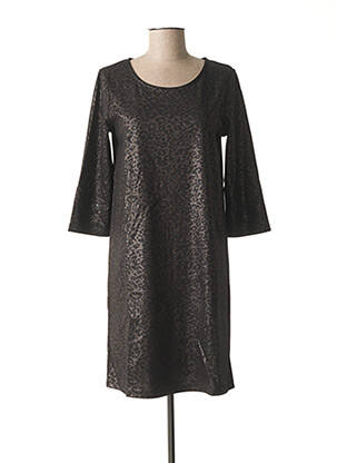 Robe mi-longue manches 3/4 manches 3/4 noir ICHI femme