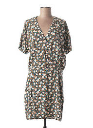 Robe mi-longue imprimé fleurs manches courtes bleu I.CODE (By IKKS) femme