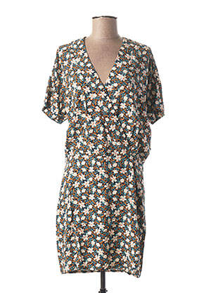 Robe mi-longue imprimé fleurs manches courtes bleu I.CODE (By IKKS) femme