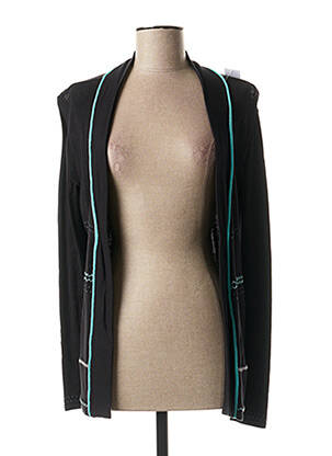Gilet manches longues maille ajourée noir QUATTRO femme