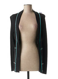 Gilet manches longues maille ajourée noir QUATTRO femme
