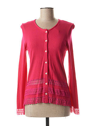 Gilet manches longues col rond rose QUATTRO femme