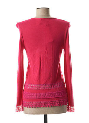 Gilet manches longues col rond rose QUATTRO femme