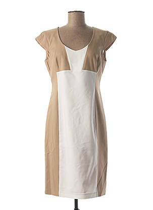 Robe mi-longue manches courtes manches courtes beige QUATTRO femme