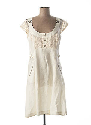 Robe mi-longue manches courtes manches courtes beige QUATTRO femme