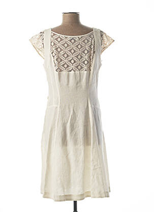 Robe mi-longue manches courtes manches courtes beige QUATTRO femme