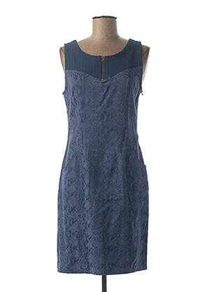 Robe mi-longue imprimé fantaisie sans manche bleu QUATTRO femme