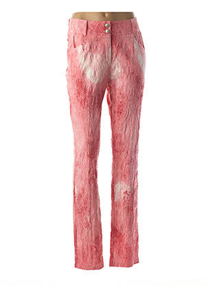 Pantalon droit stretch taille haute rose QUATTRO femme