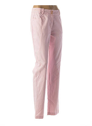 Pantalon droit fermeture zippée sous rabat boutonné taille normale rose QUATTRO femme