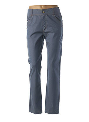 Pantalon droit fermeture zippée sous rabat boutonné taille normale bleu QUATTRO femme