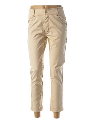 Pantalon 7/8 fermeture zippée sous rabat boutonné taille normale beige QUATTRO femme
