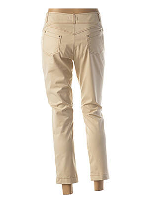 Pantalon 7/8 fermeture zippée sous rabat boutonné taille normale beige QUATTRO femme