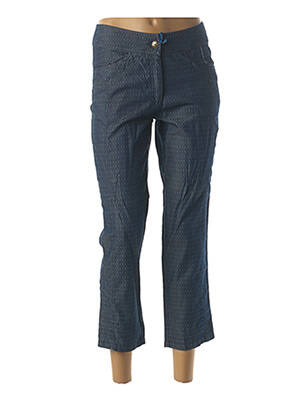Pantalon 7/8 fermeture zippée sous rabat boutonné taille normale bleu QUATTRO femme