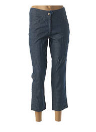 Pantalon 7/8 fermeture zippée sous rabat boutonné taille normale bleu QUATTRO femme