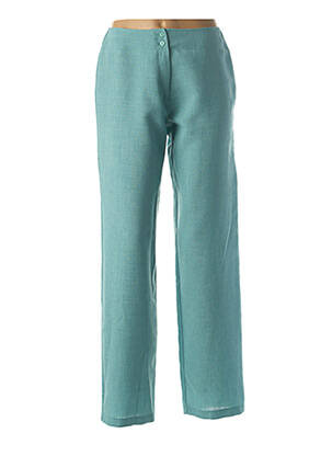 Pantalon droit fermeture zippée sous rabat boutonné taille normale vert QUATTRO femme