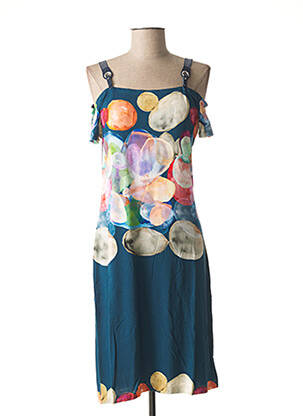 Robe mi-longue manches courtes manches courtes bleu LO! LES FILLES femme