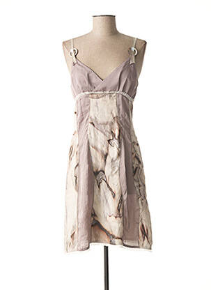Robe mi-longue fermeture zippée au dos fines bretelles gris LO! LES FILLES femme