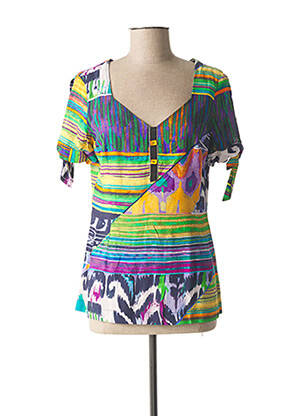 Blouse col v manches courtes vert LO! LES FILLES femme